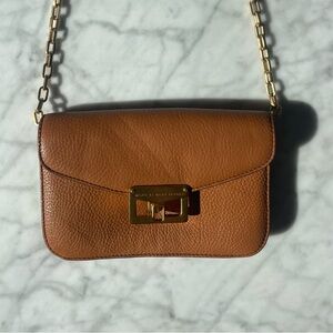 Brown and Gold Crossbody Bag with Chain Strap
